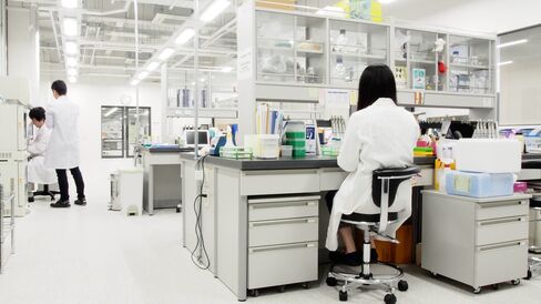 Lab technicians at Spiber's laboratory in Tsuruoka, Yamagata Prefecture.