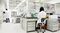 Lab technicians at Spiber's laboratory in Tsuruoka, Yamagata Prefecture.