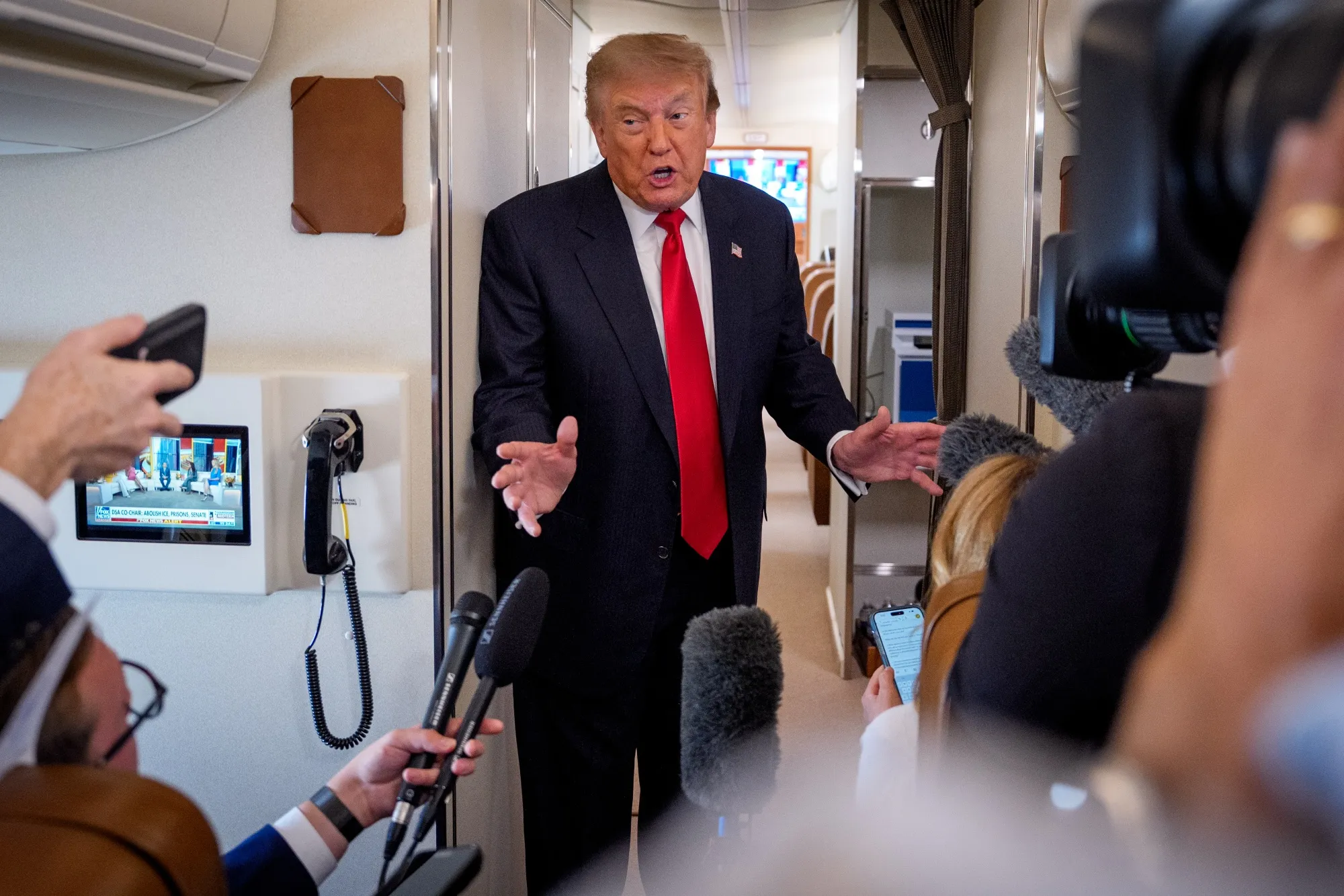 Trump says 'good talks' ongoing with Tehran; warns of military action if Iran negotiations fail.