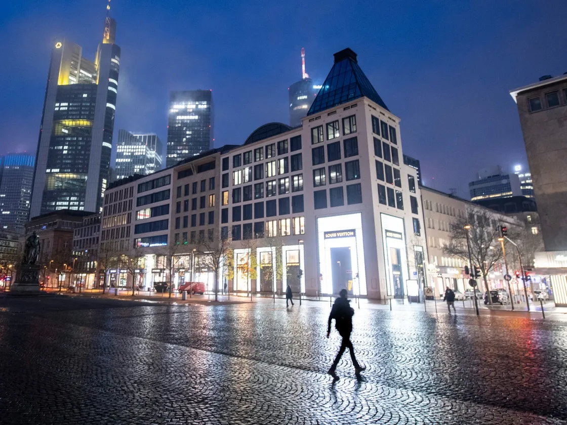 The near-empty city center of Frankfurt on Dec. 16.