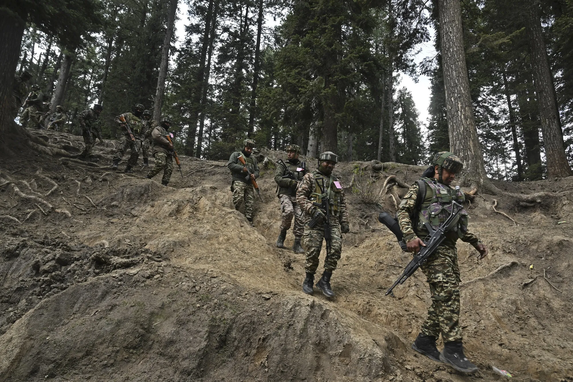Indian soldiers during&nbsp;a search operation in Srinagar, on April 23.