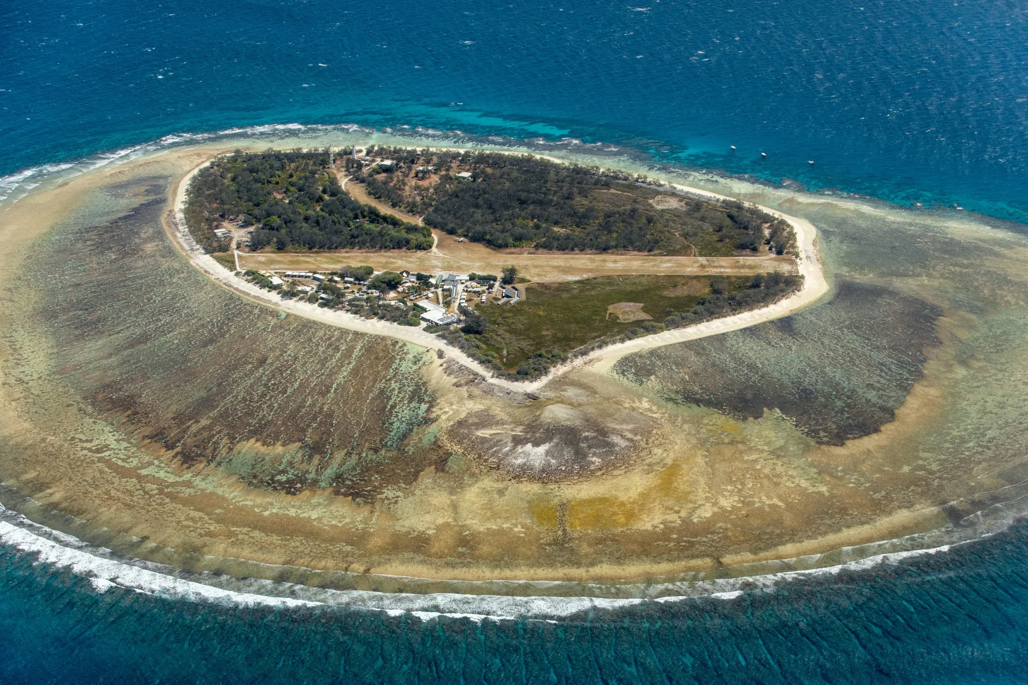 The great barrier reef surrounded with corals in 2019.