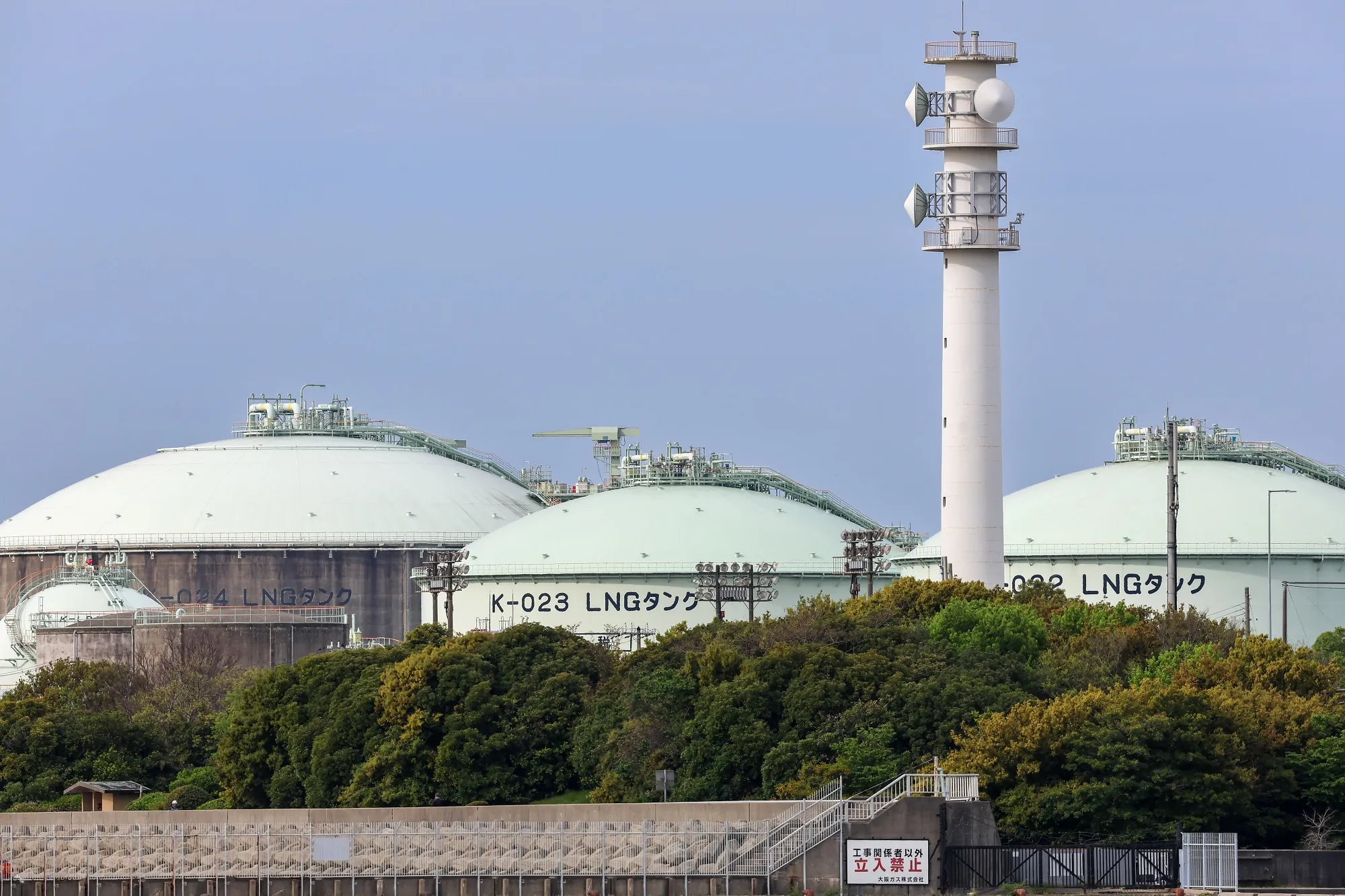 Liquefied natural gas storage tanks tanks in Himeji, Japan.