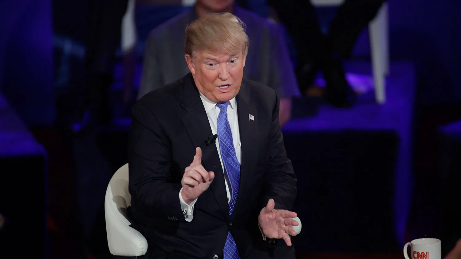 Republican presidential candidate Donald Trump takes part in a CNN town hall event on March 29, 2016, in Milwaukee.
