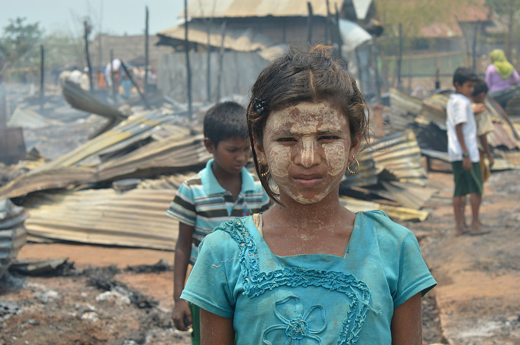 Rohingya Muslims have been driven into refugee camps.
