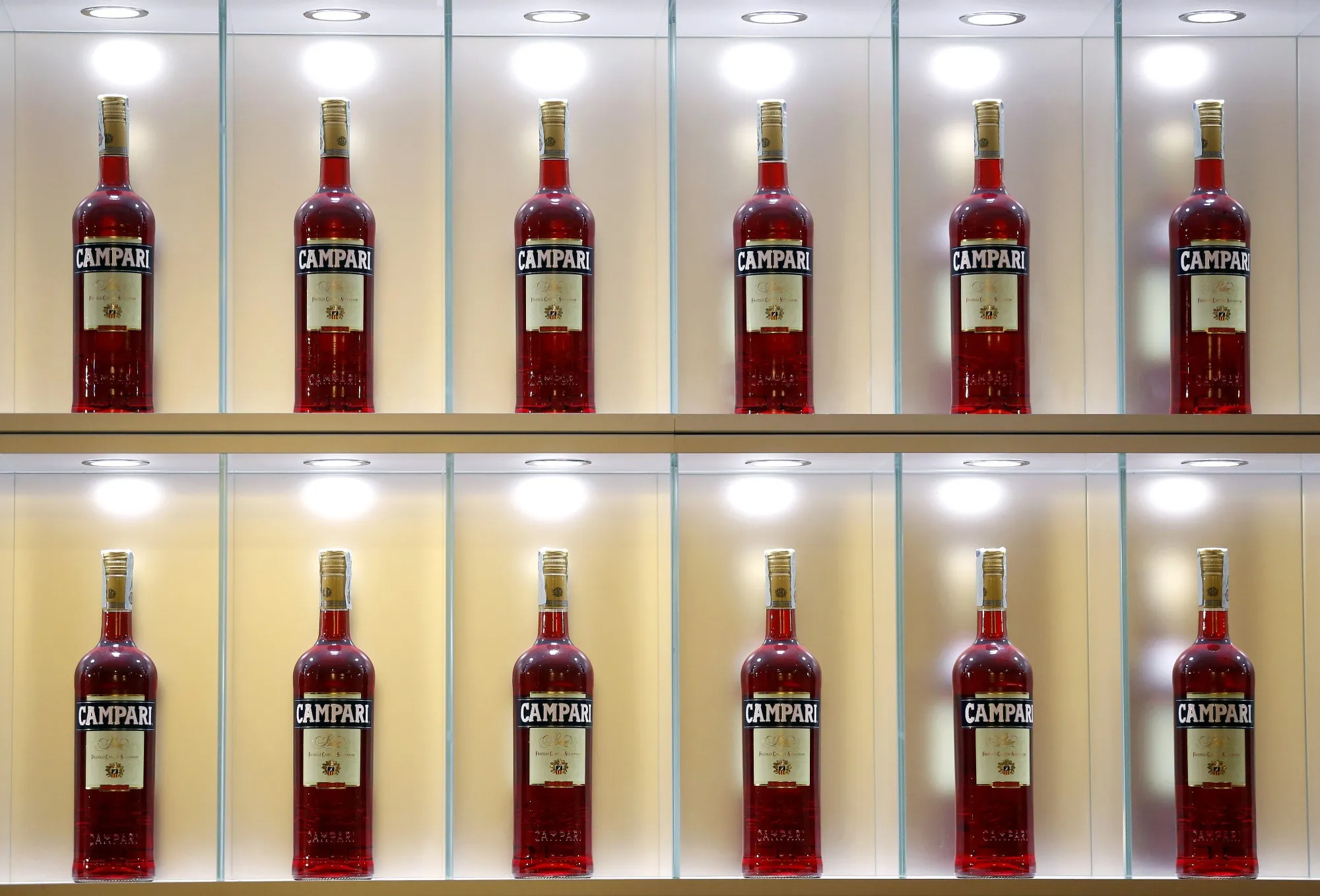 Bottles of Campari at the Davide Campari-Milano SpA headquarters in Milan.