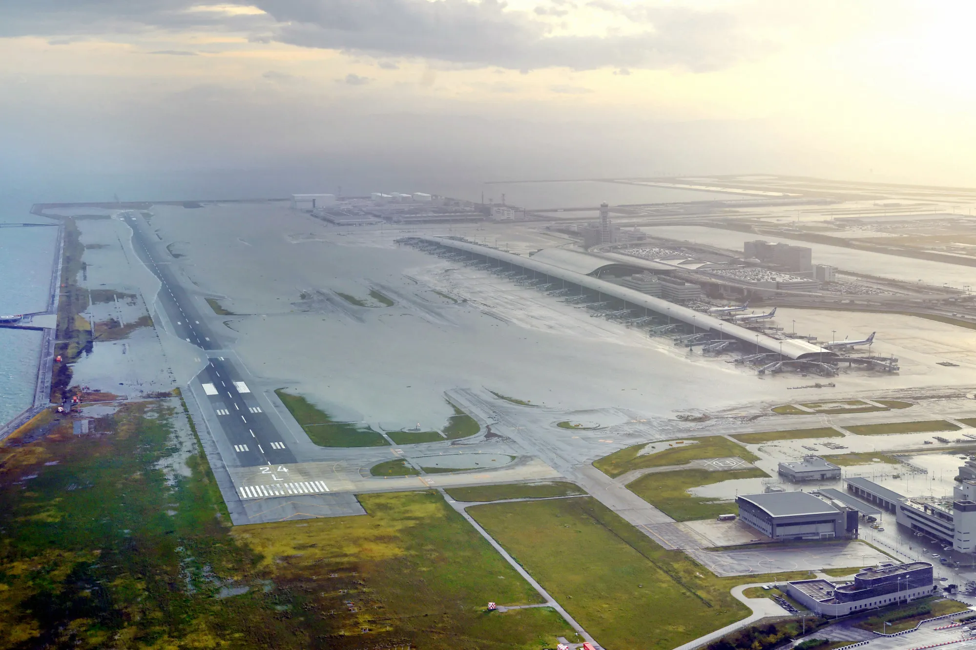 A flooded Kansai International Airport this week after Typhoon Jebi hit.