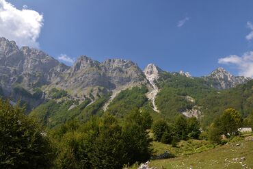 Spectacular scenery along the trekking through the mountain between the valleys of Theth and Valbona. Albania. Europe