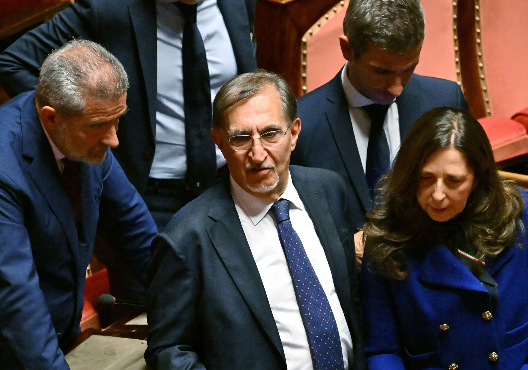 Ignazio La Russa, centre,&nbsp;attends the vote for the new Senate president in Rome, Italy, on Oct. 13.