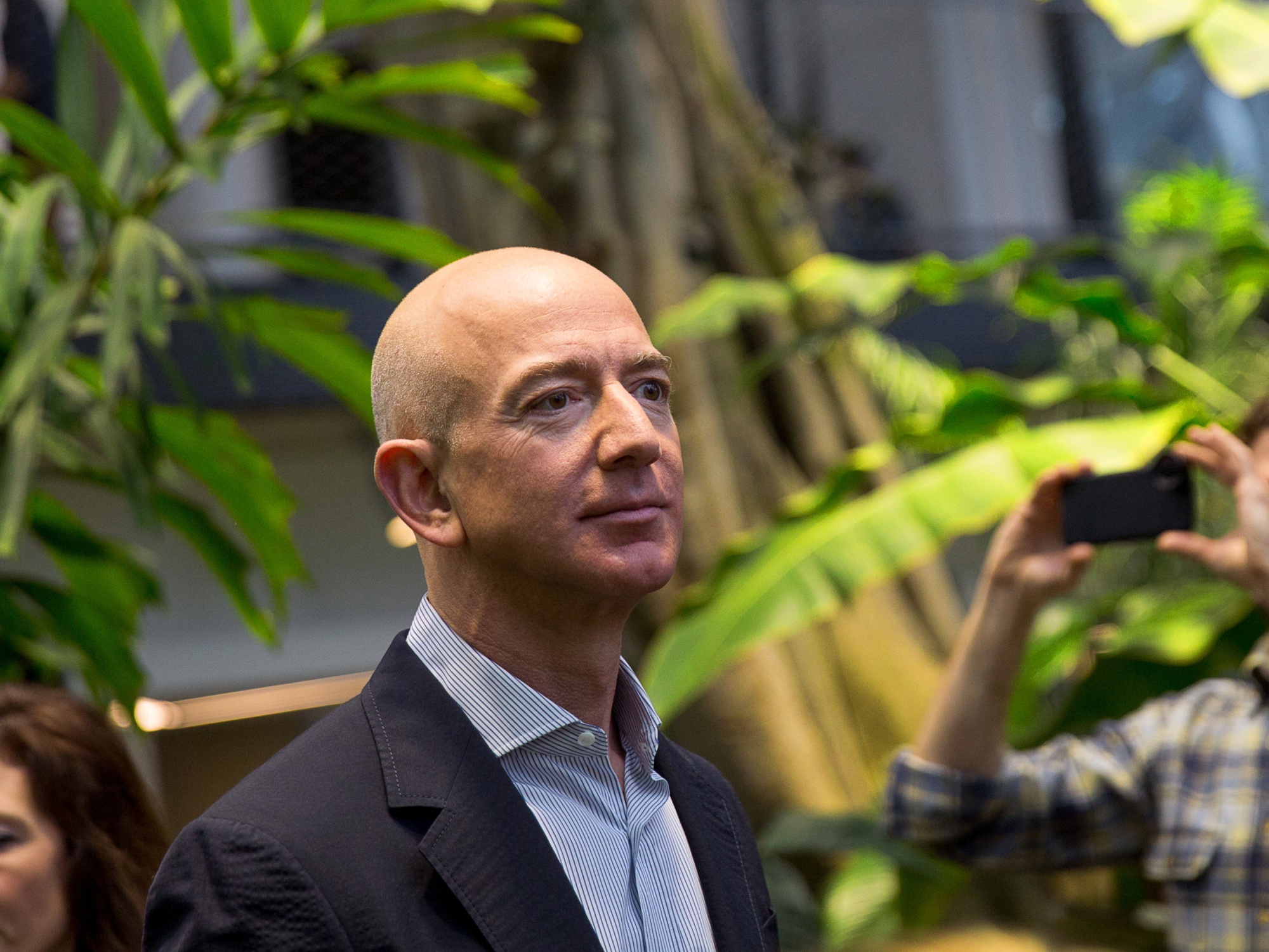 Amazon Chief Executive Officer Jeff Bezos Tours The Spheres On Opening Day