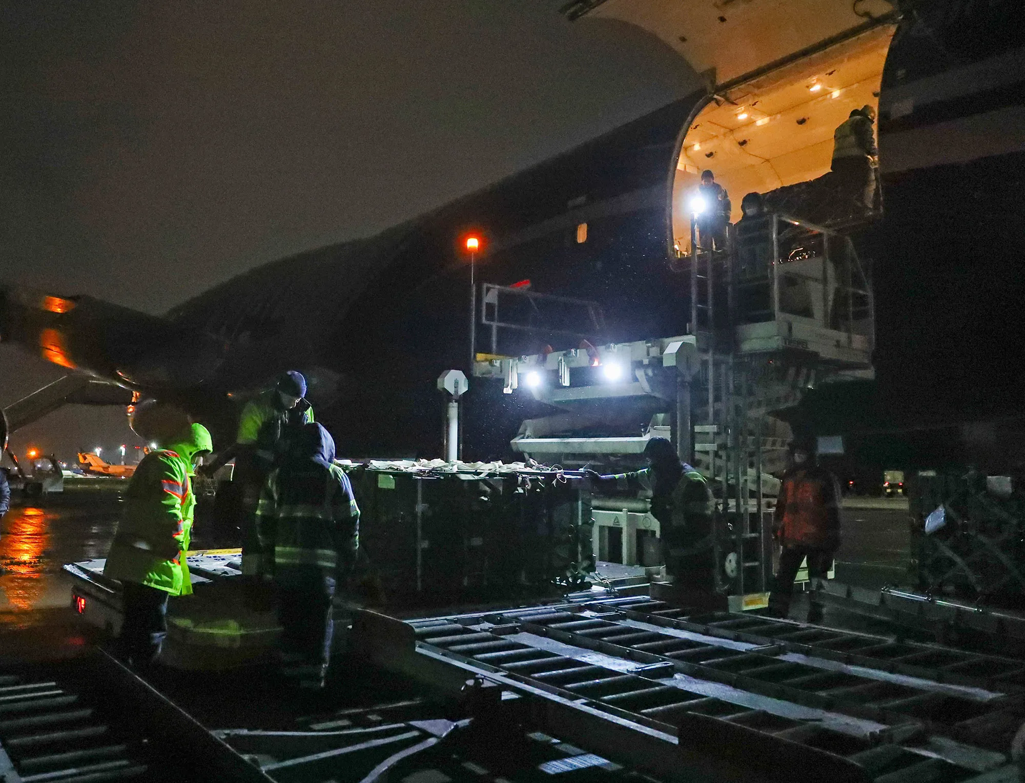 U.S. military aid arrives in Kyiv.