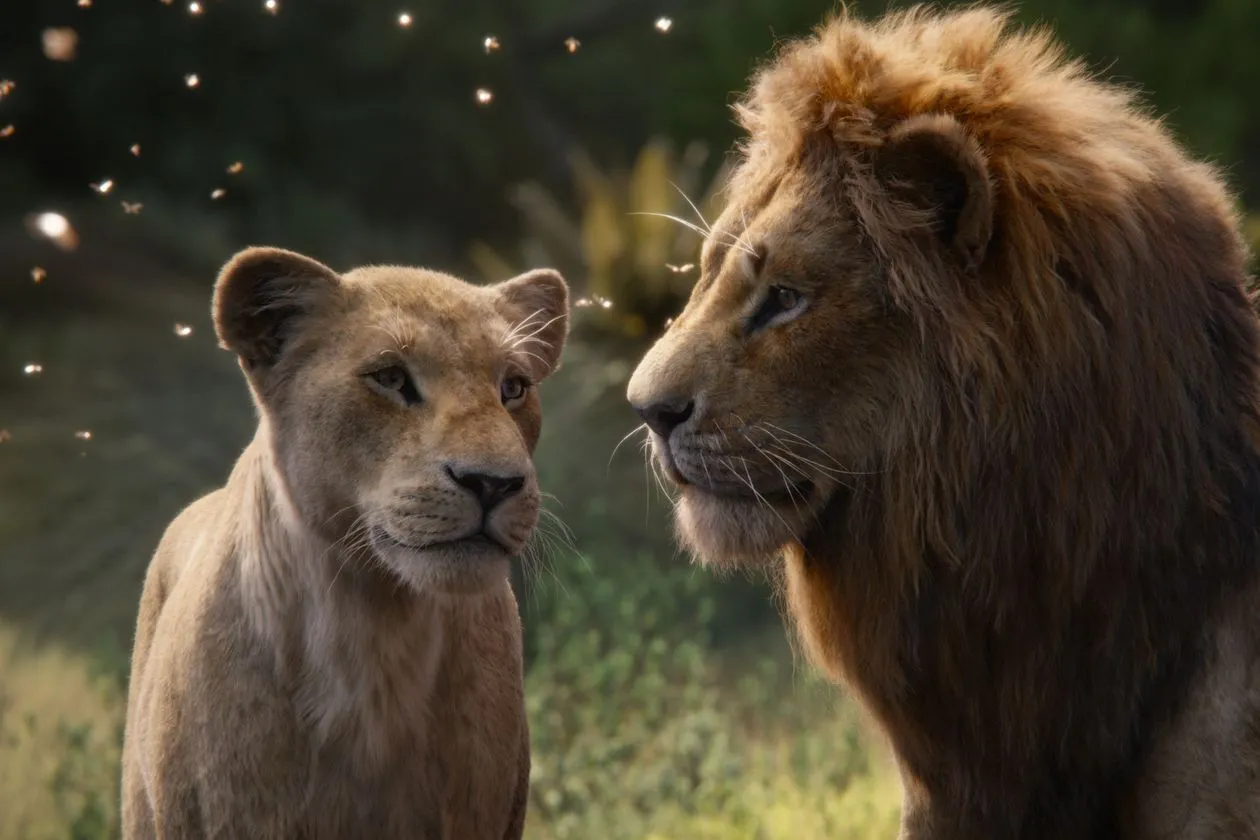 Nala, voiced by Beyoncé,&nbsp;and Simba , voiced by Donald Glover in “The Lion King.”