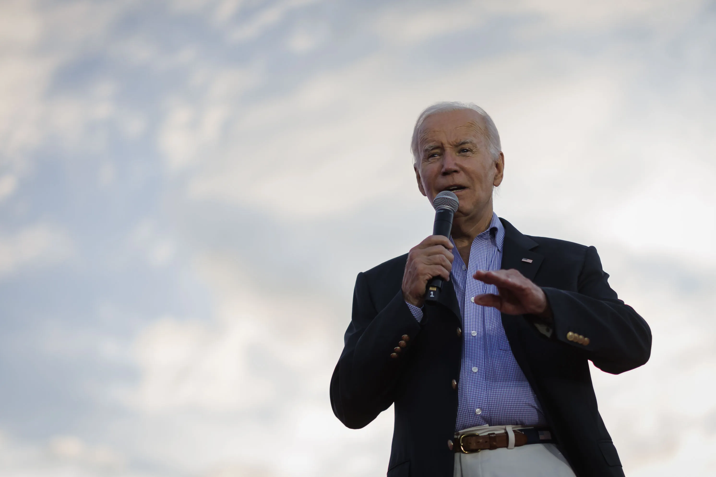 US President Joe Biden speaks during a Fourth of July event on the South Lawn of the White House in Washington, DC, US.