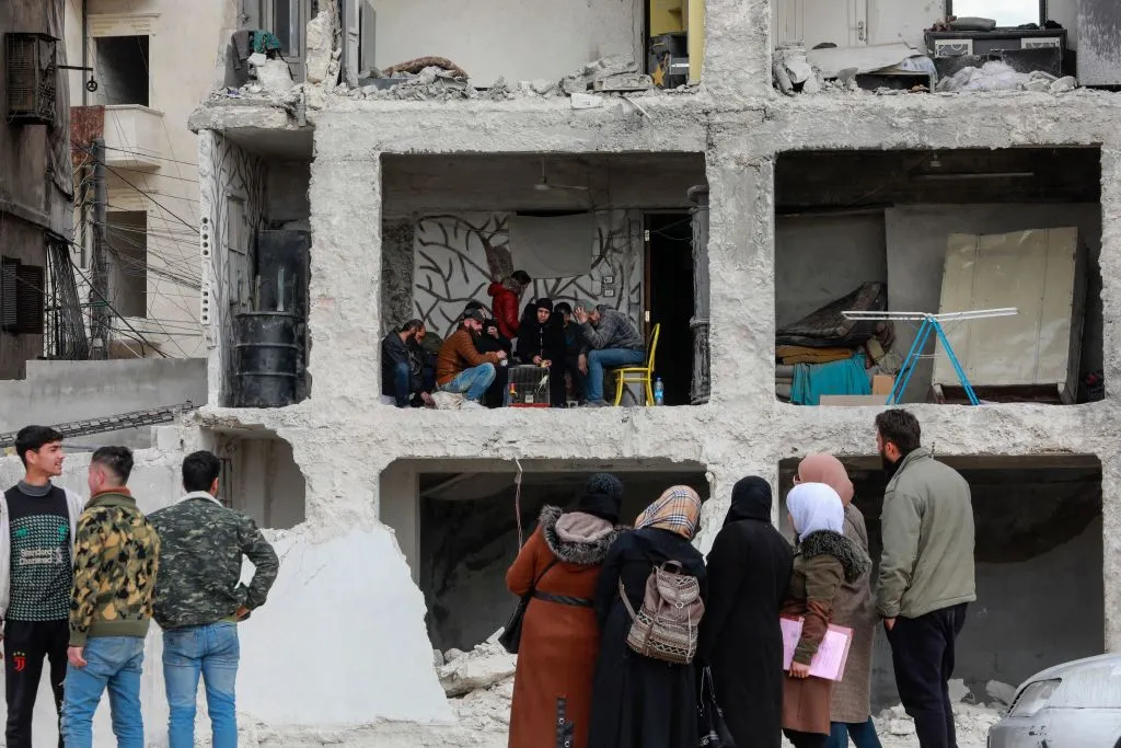 After the earthquake&nbsp;in Aleppo city's al-Masharqa neighbourhood.&nbsp;