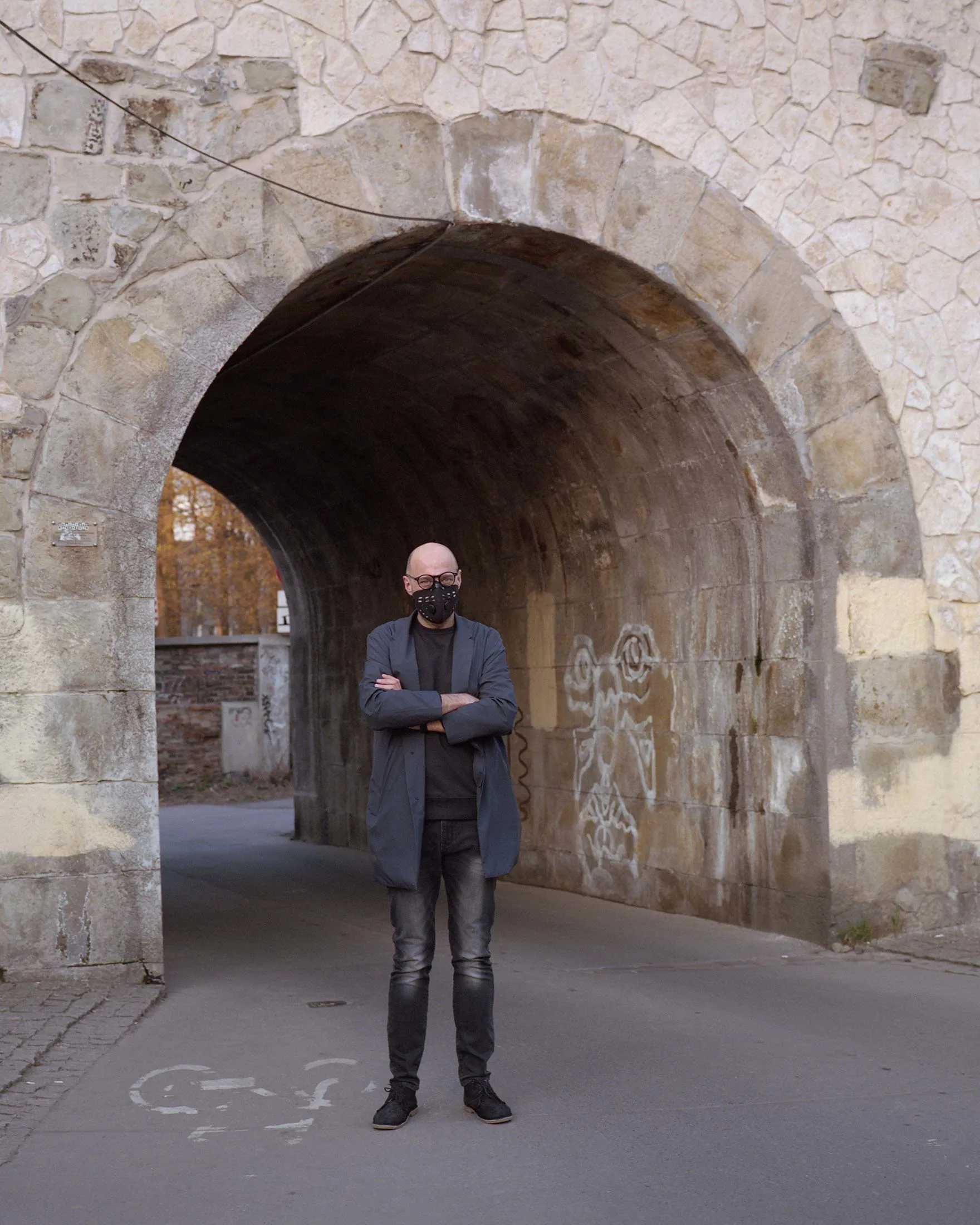 Grzegorz Swiech models the latest streetwear in Krakow, Poland, a city plagued by particulate pollution.
