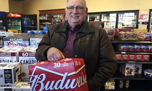 Comeau buying beer in Quebec, on April 29.
