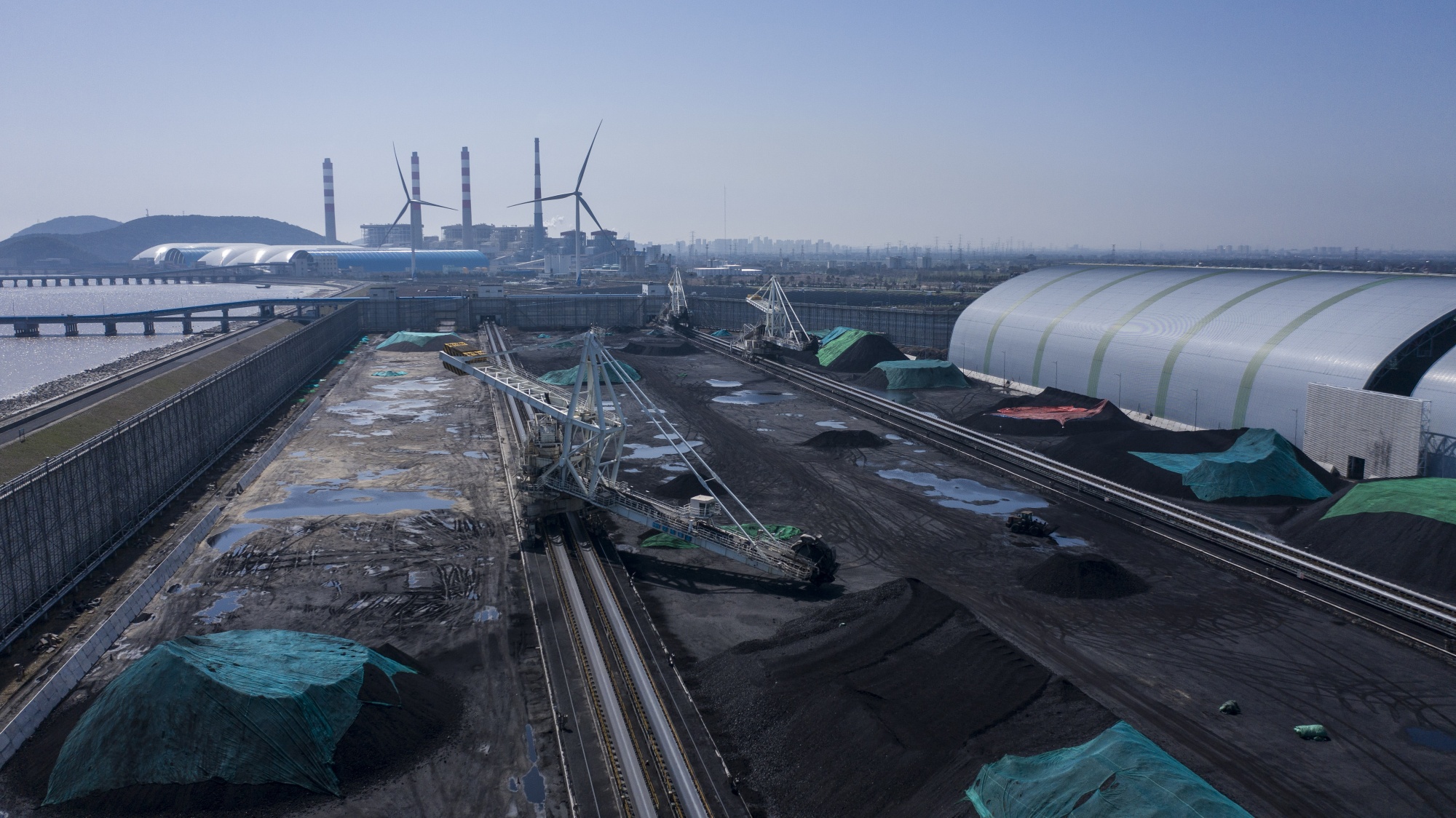A coal depot near a power station in Jiaxing, Zhejiang province, China.
