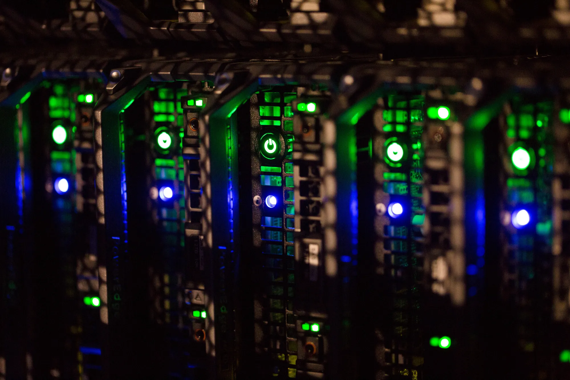 Lights illuminate control buttons on rack server devices in the Sberbank PJSC data processing center (DPC) at the Skolkovo Innovation Center, in Moscow, Russia, on Tuesday, Dec. 26, 2017. Sberbank PJSC, Russia’s most valuable company, will boost its dividend payout to 50 percent of profit or higher, just not as quickly as some investors had hoped.