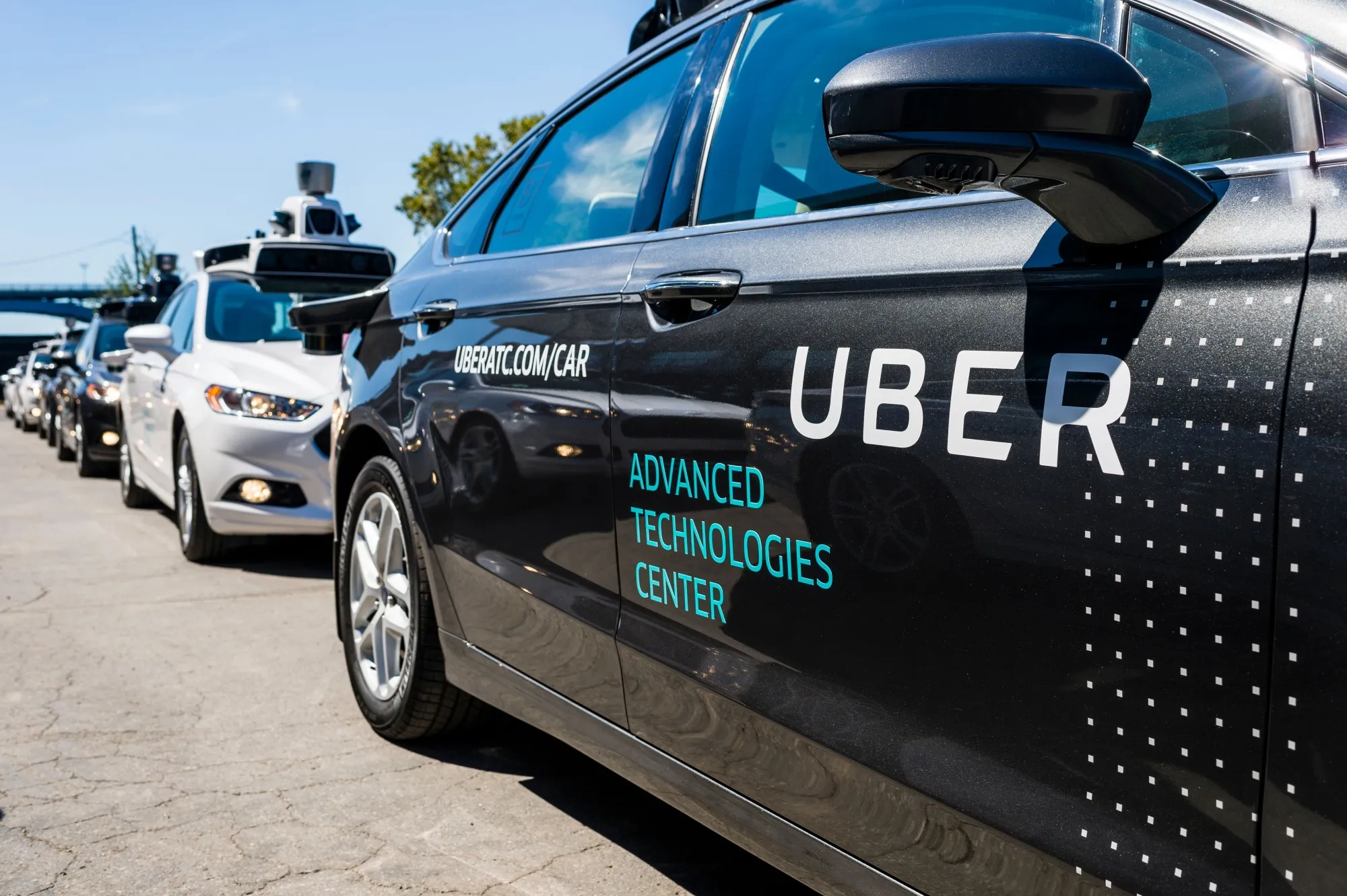 A fleet of Uber’s self-driving cars&nbsp;in Pittsburgh in 2016. The ride-hailing company has since sold its autonomous vehicle research division.&nbsp;