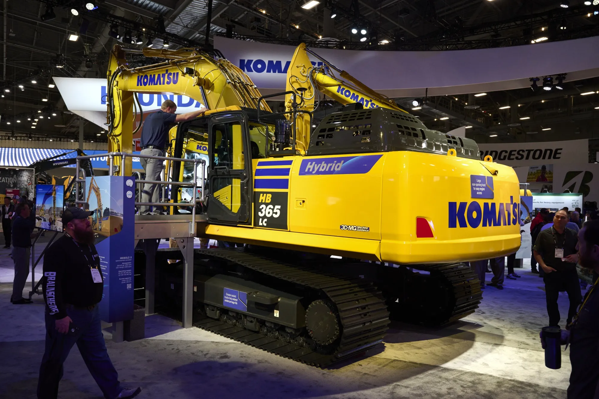 A Komatsu excavator at a tradeshow in Las Vegas.
