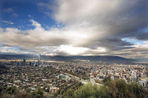 Buildings Stand on the Skyline in Santiago