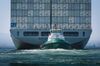 A tugboat guides the Kawasaki Kisen Kaisha Ltd. Bai Chay Bridge cargo ship into the Port of Long Beach in Long Beach, California, U.S., on Wednesday, April 4, 2018. The U.S. trade deficit widened by more than forecast to a fresh nine-year high in February amid broad-based demand for imports, ahead of Trump administration tariffs that have raised the specter of a trade war.