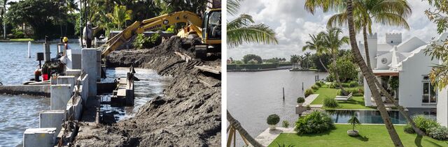 Seawall installation at property on the intracoastal in Palm Beach. 