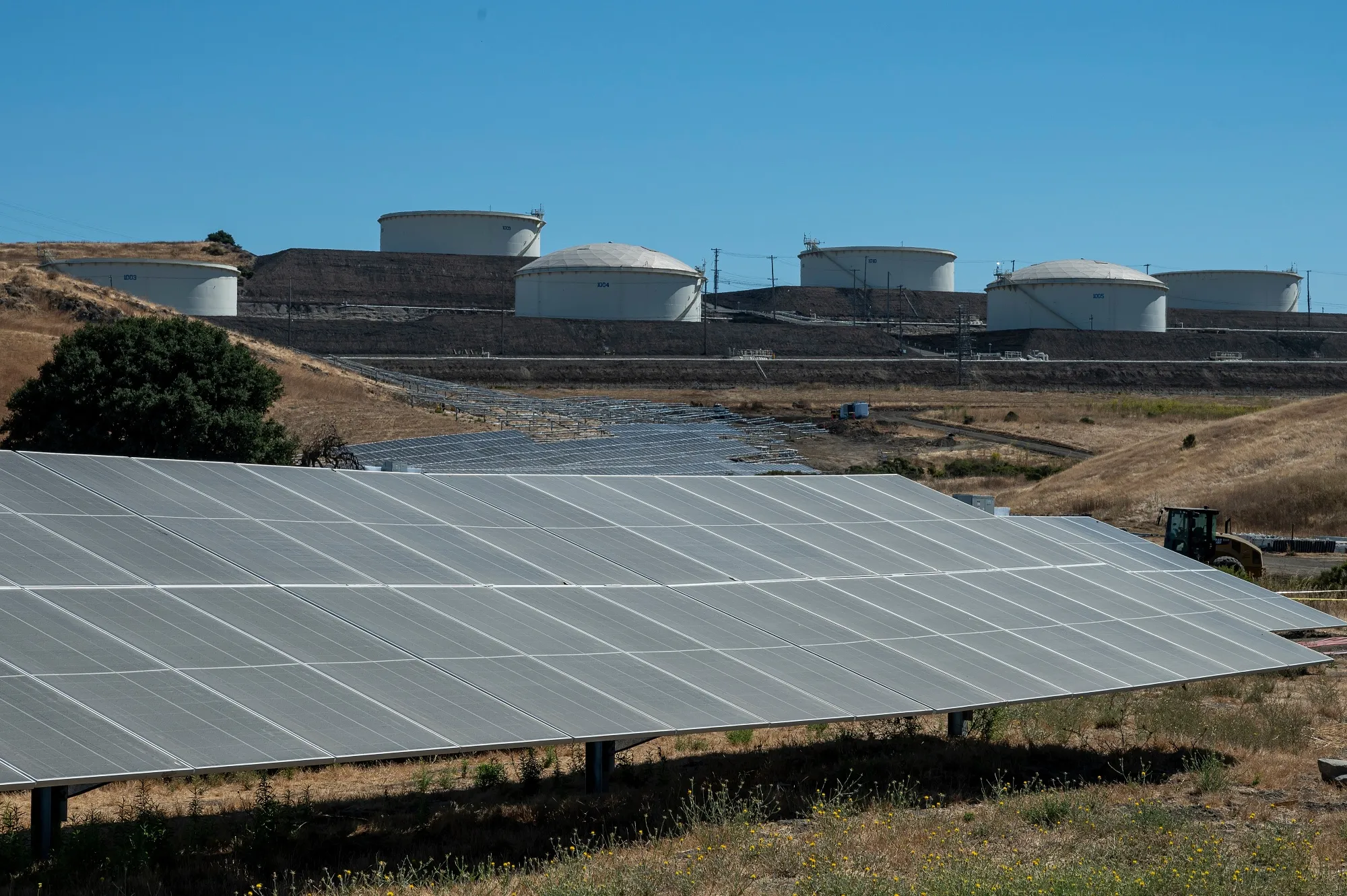 Solar panels at the Phillips 66 Rodeo Renewable Energy Complex in California, US.