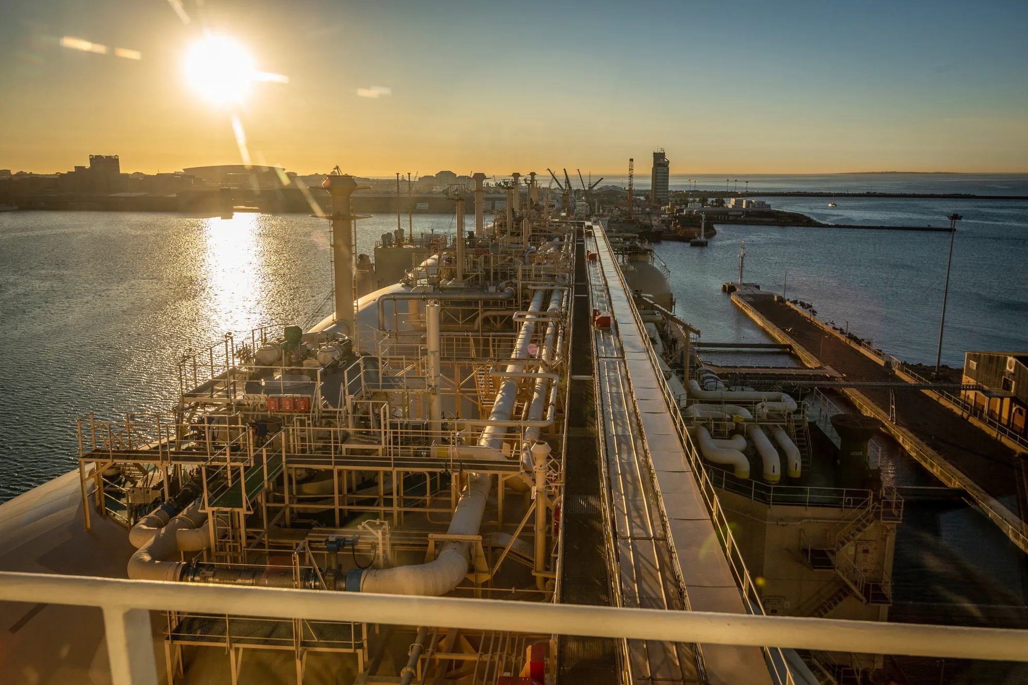 A Karpowership vessel docked at Cape Town port.