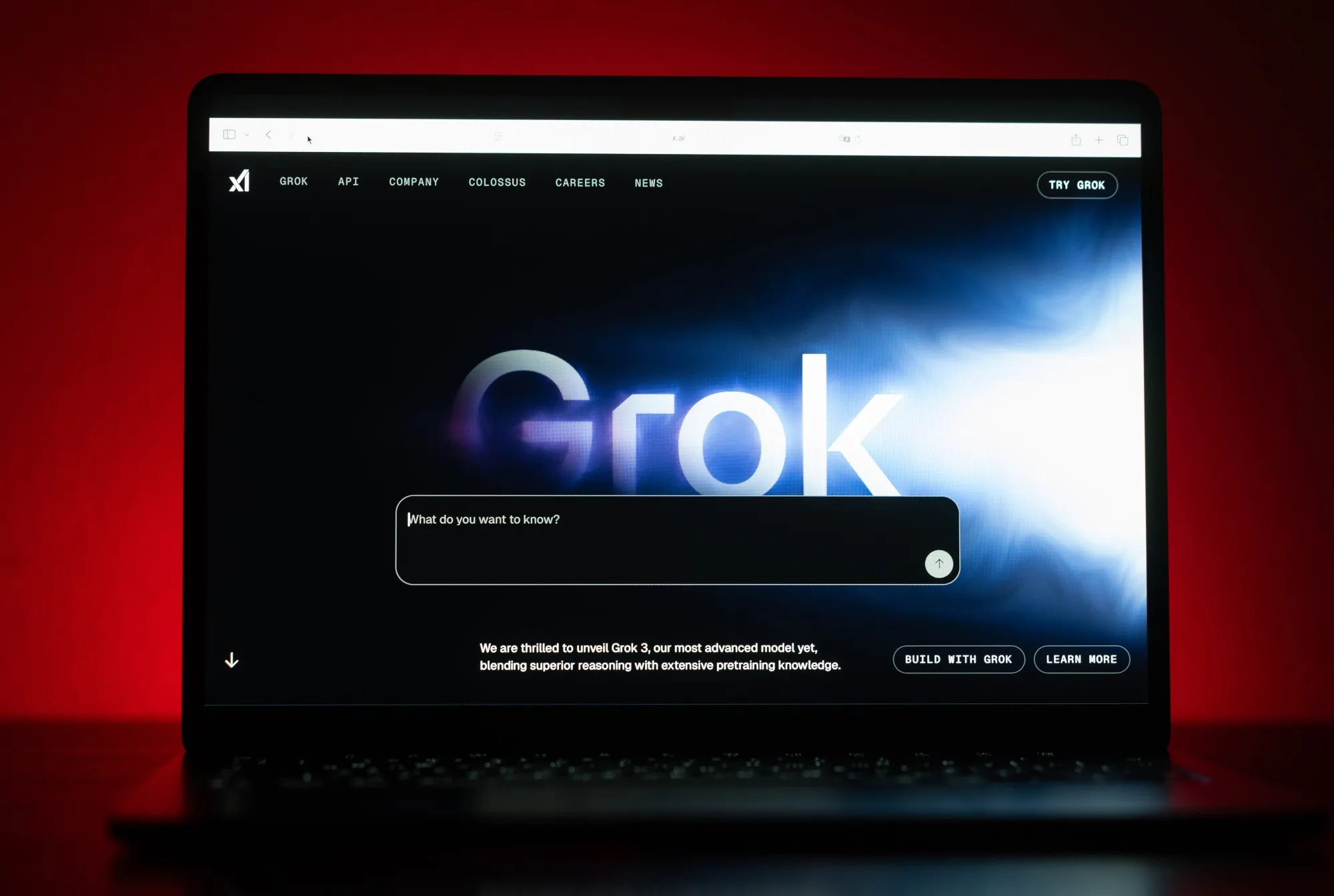 Chatbot Grok on a laptop.