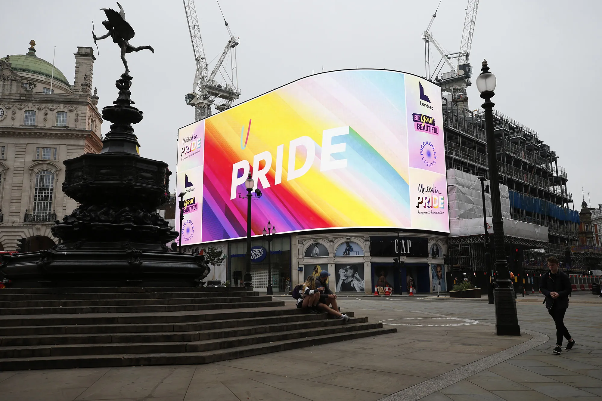 A pride message&nbsp;at Piccadilly Circus, 2021.&nbsp;