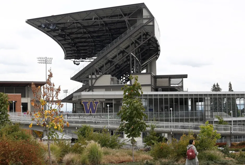 A Seattle Link light rail station that opened in 2016 at the University of Washington. Each new station requires a nearby staging site that becomes surplus land after building is complete. The city is designating these sites for affordable housing.