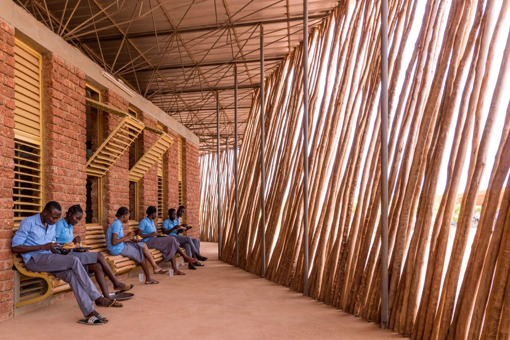 A eucalyptus barrier provides shade for students at the Lycée Schorge Secondary School in Koudougou, Burkina Faso. 