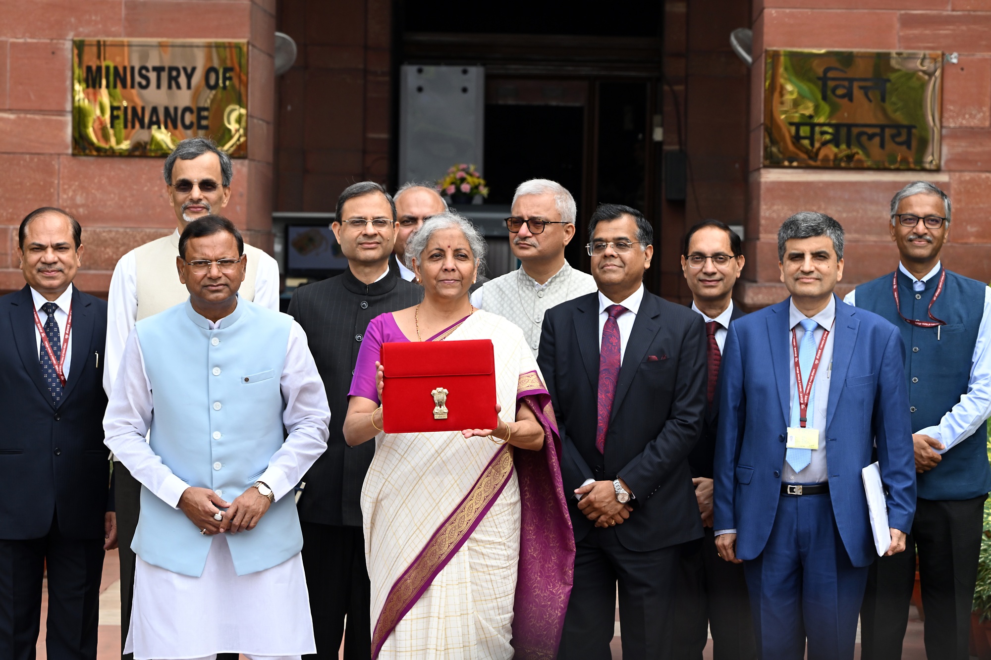 Nirmala Sitharaman departs to present the budget at parliament in New Delhi, on July 23.