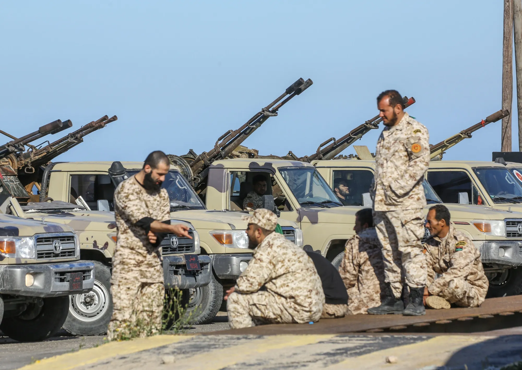 Forces loyal to Libya's UN-backed unity government arrive in Tajura,Tripoli, on April 6.
