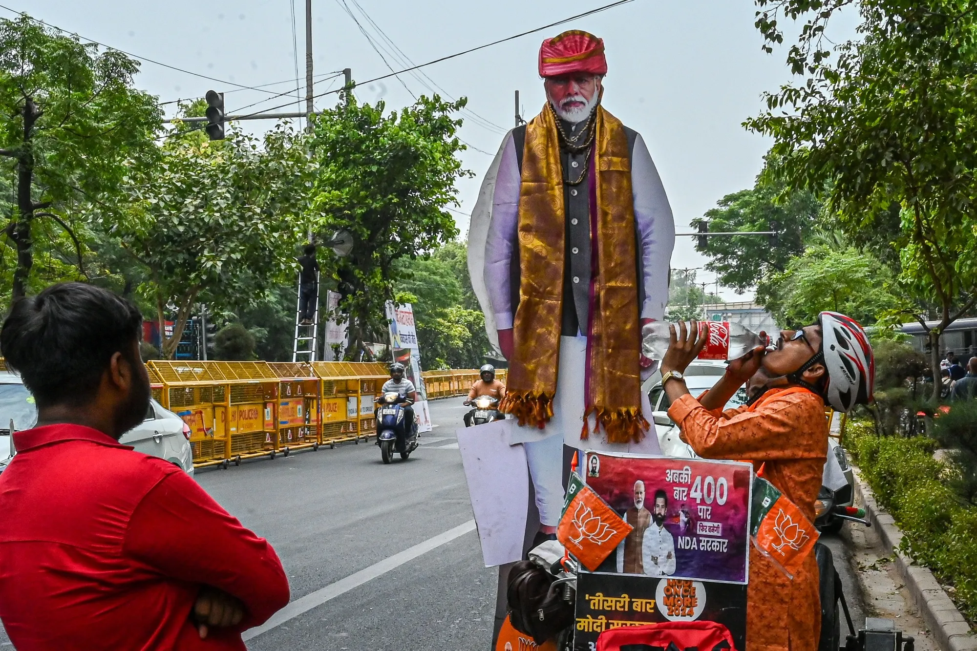 A cardboard cutout of India&nbsp;Prime Minister Narendra Modi during vote counting for the national elections in New Delhi.