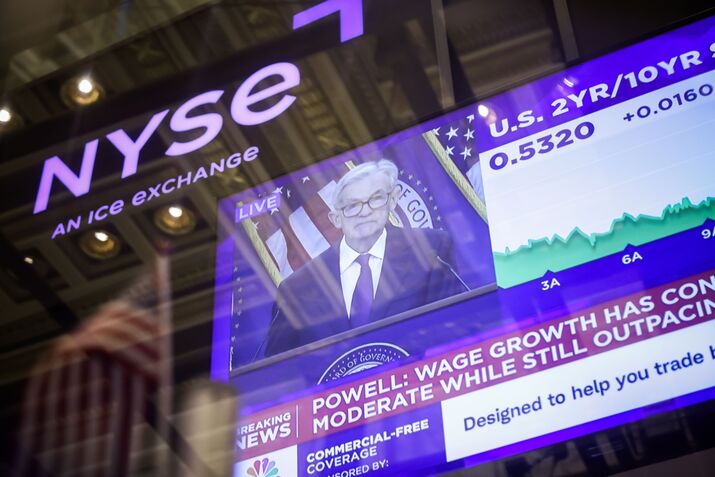 Traders On The Floor Of The New York Stock Exchange As Fed Chair Powell Holds New Conference