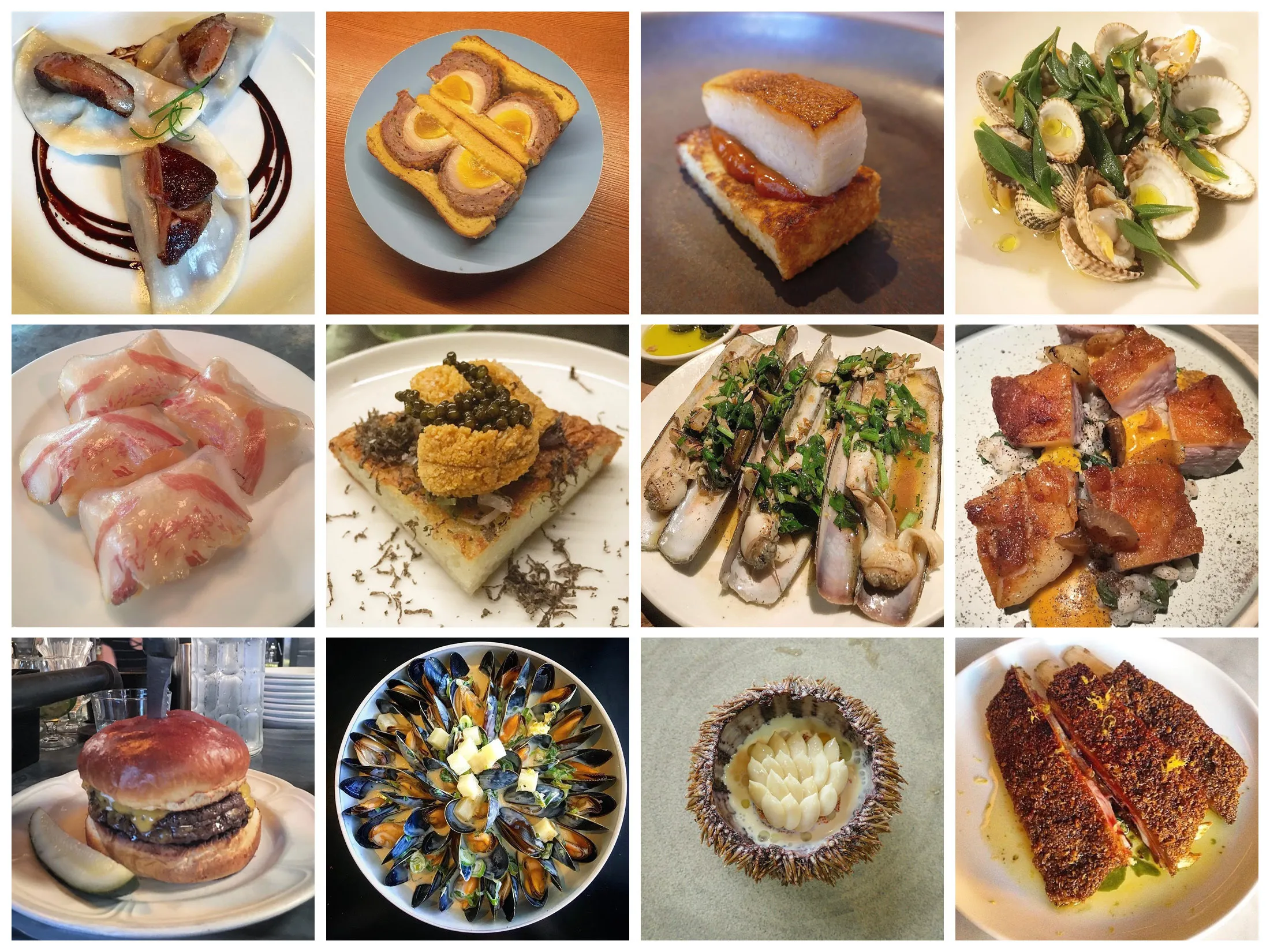 Images from the author’s Instagram showing meals he ate at restaurants.*