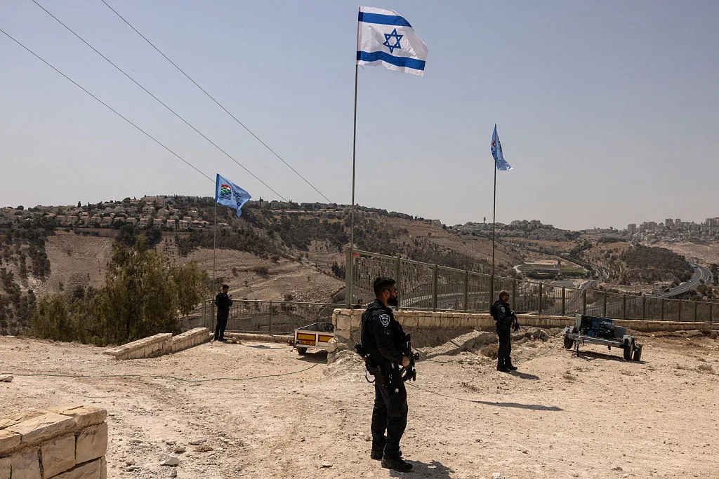 Israeli policemen near the settlement of Maale Adumim, in E1, outside Jerusalem in the occupied West Bank.