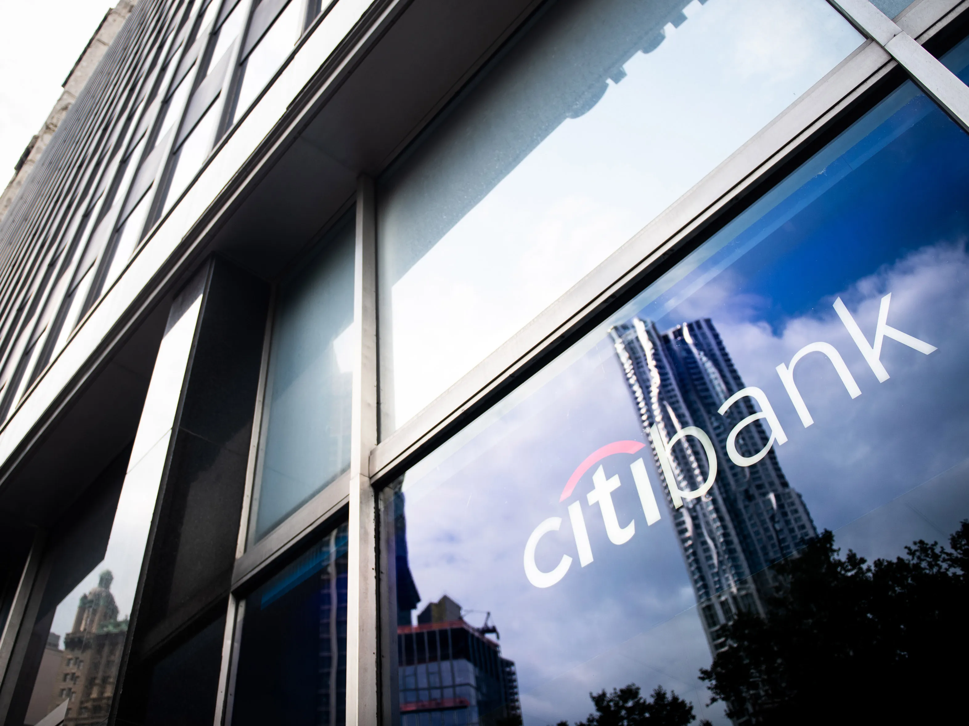 Signage is displayed outside of a Citigroup&nbsp;bank branch in New York.