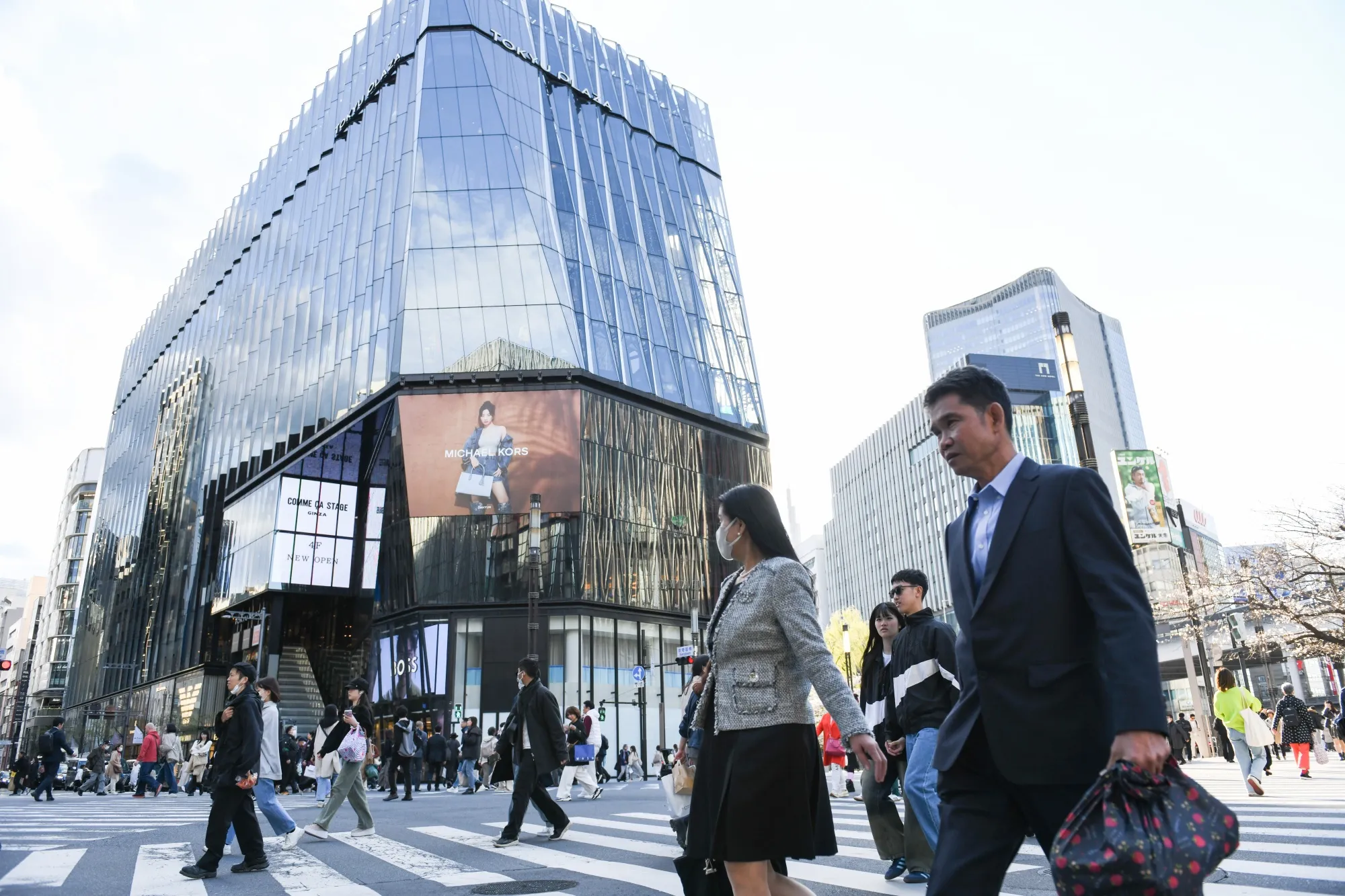 Pedestrians in the Ginza district of Tokyo.