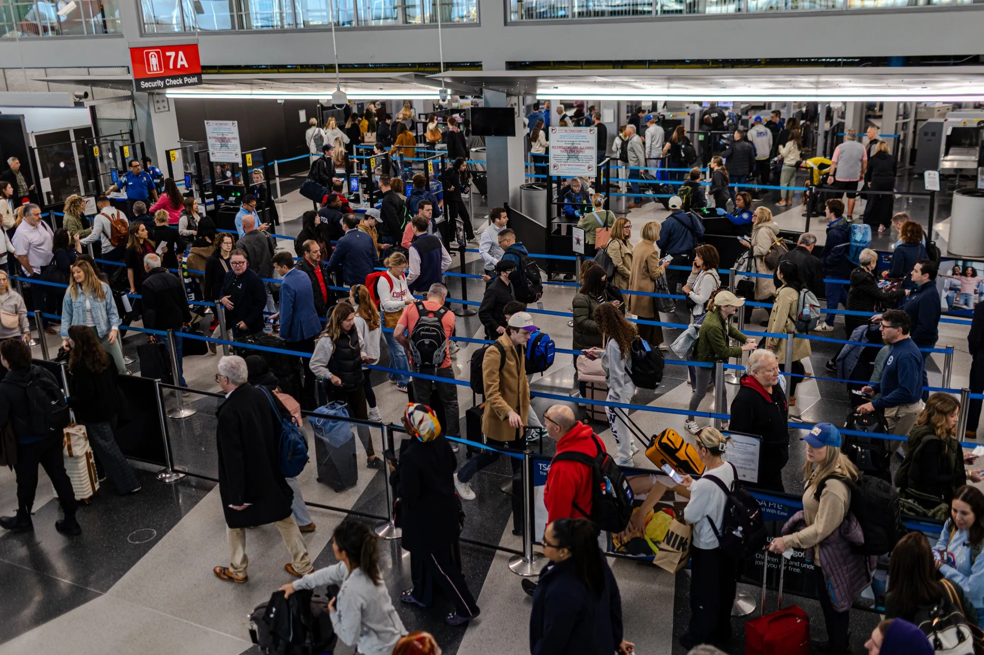 Travelers in line for a security check point at O'Hare International Airport&nbsp;in Chicago on Nov. 7.