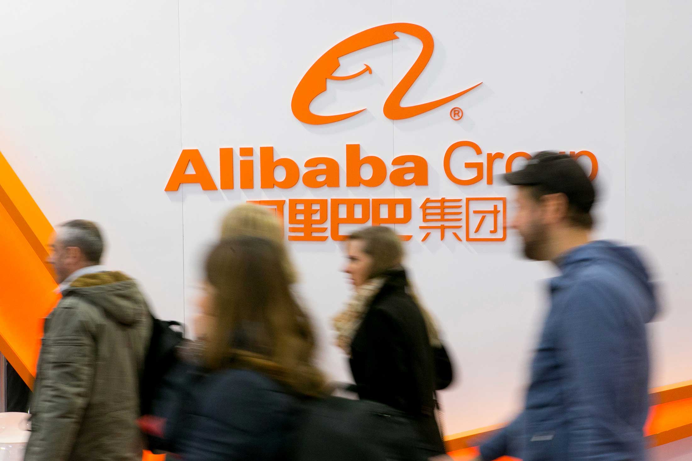 The Alibaba exhibition space at the CeBit tech show in Hannover, Germany, on March 16.

