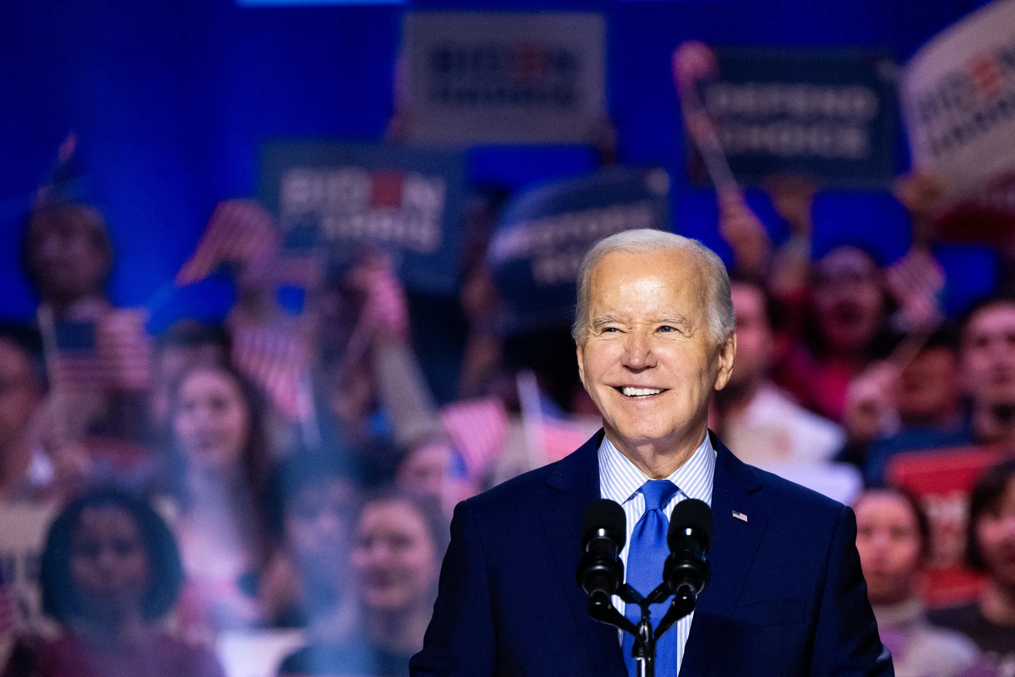Joe Biden speaks at a campaign rally in Manassas, Virginia.
