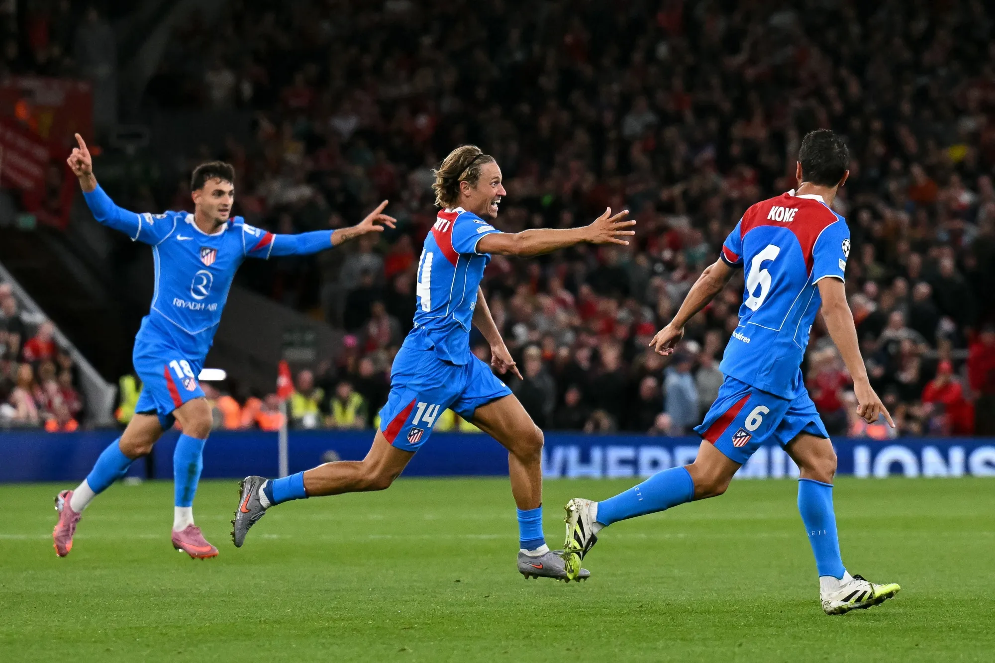 The Atletico Madrid team during a UEFA Champions League match.