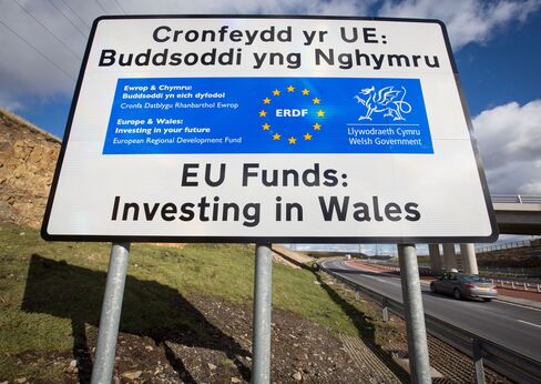 A typical European Union funding sign, found all over Wales.