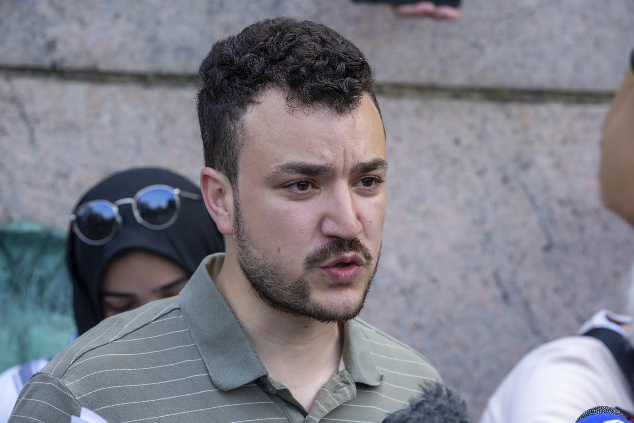Mahmoud Khalil at a pro-Palestinian protest encampment on the Columbia University campus in New York on April 29, 2024.