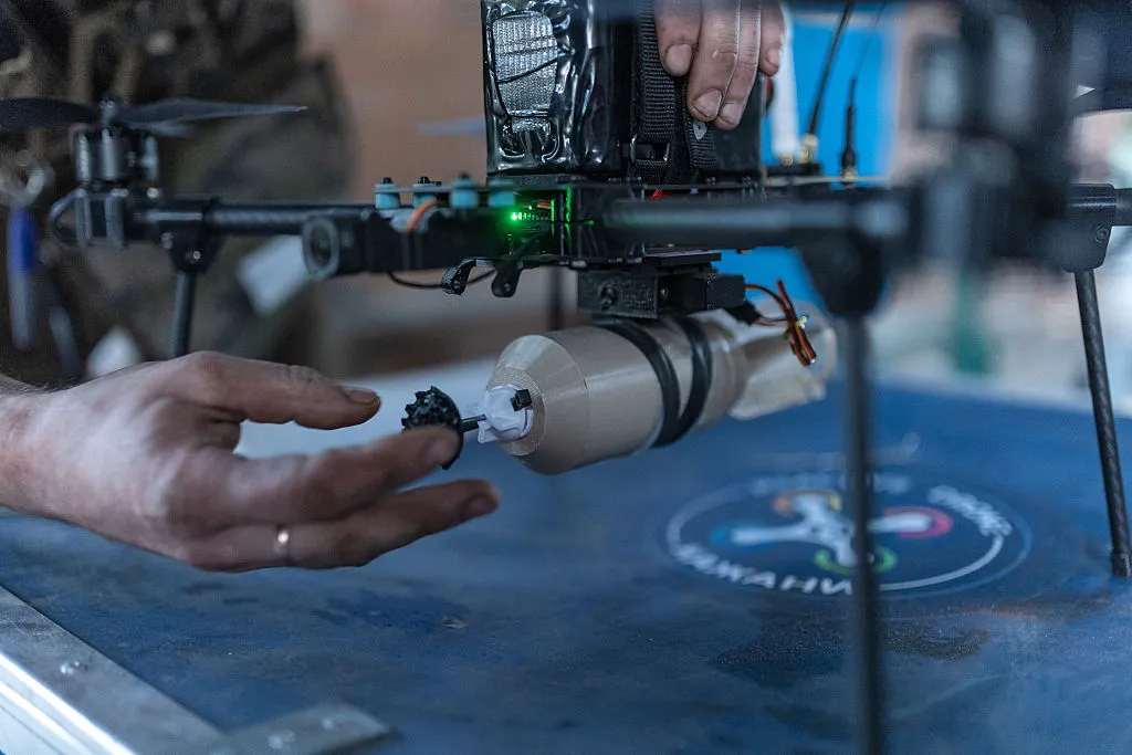 Ukrainian soldiers prepare&nbsp;drones to attack Russian positions.