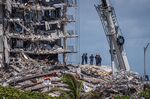 The partially collapsed 12-story Champlain Towers South building in Surfside, Florida, on June 27, 2021.