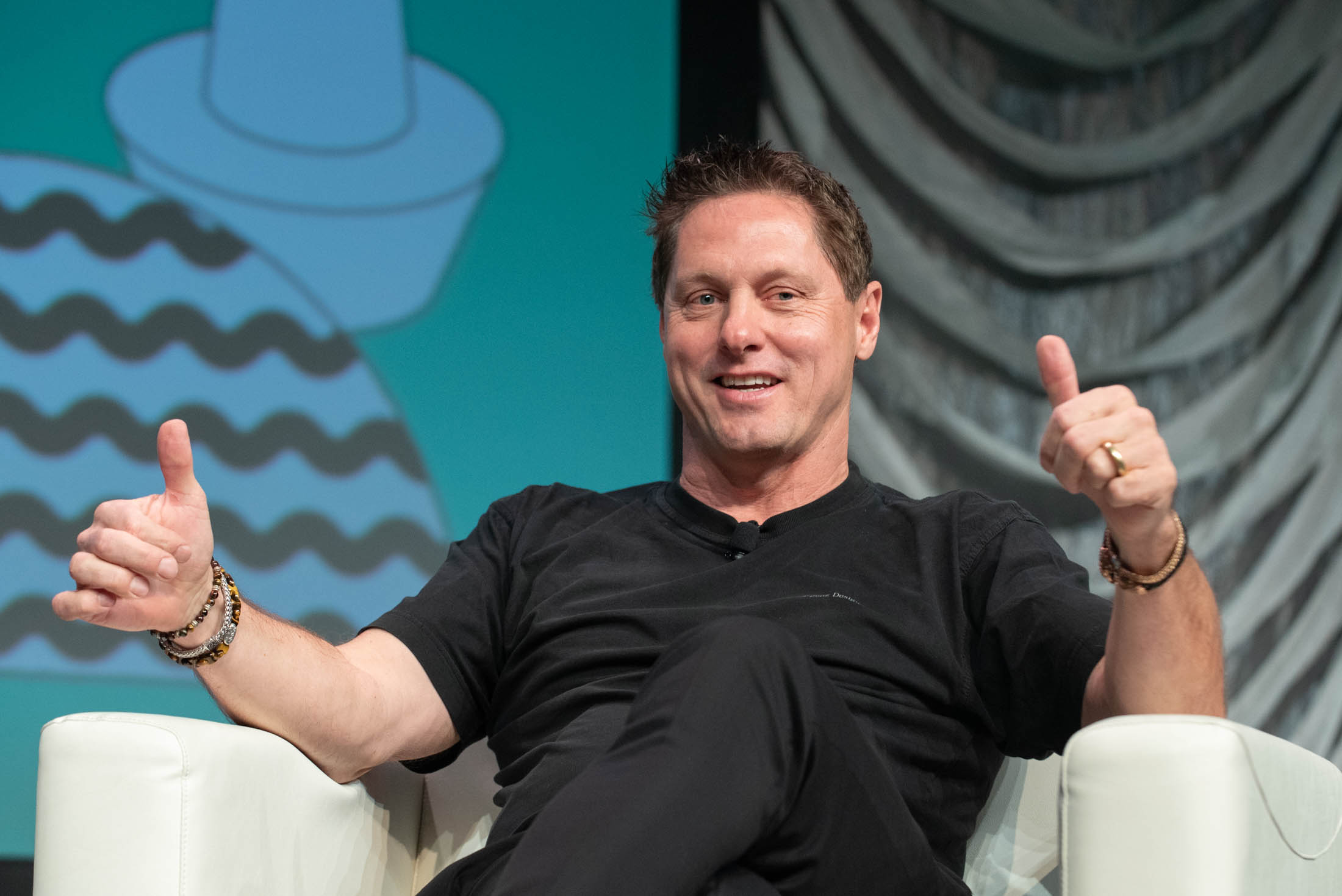 Gorden Wagener, Daimler AG’s&nbsp;chief design officer, gestures during the 2019 SXSW Conference and Festival in Austin.